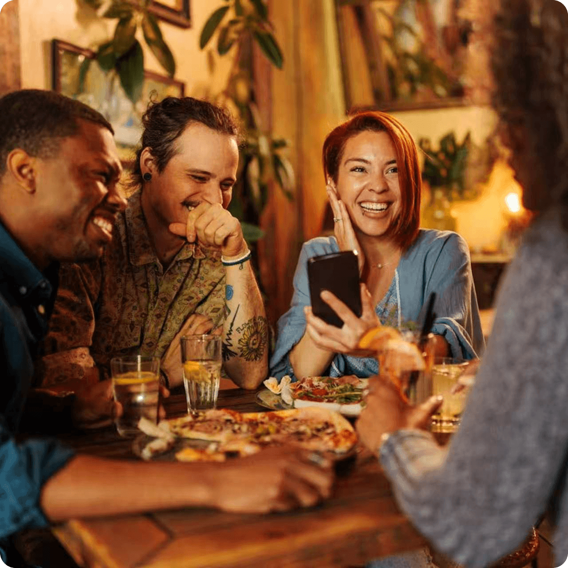 Guests enjoying a meal together