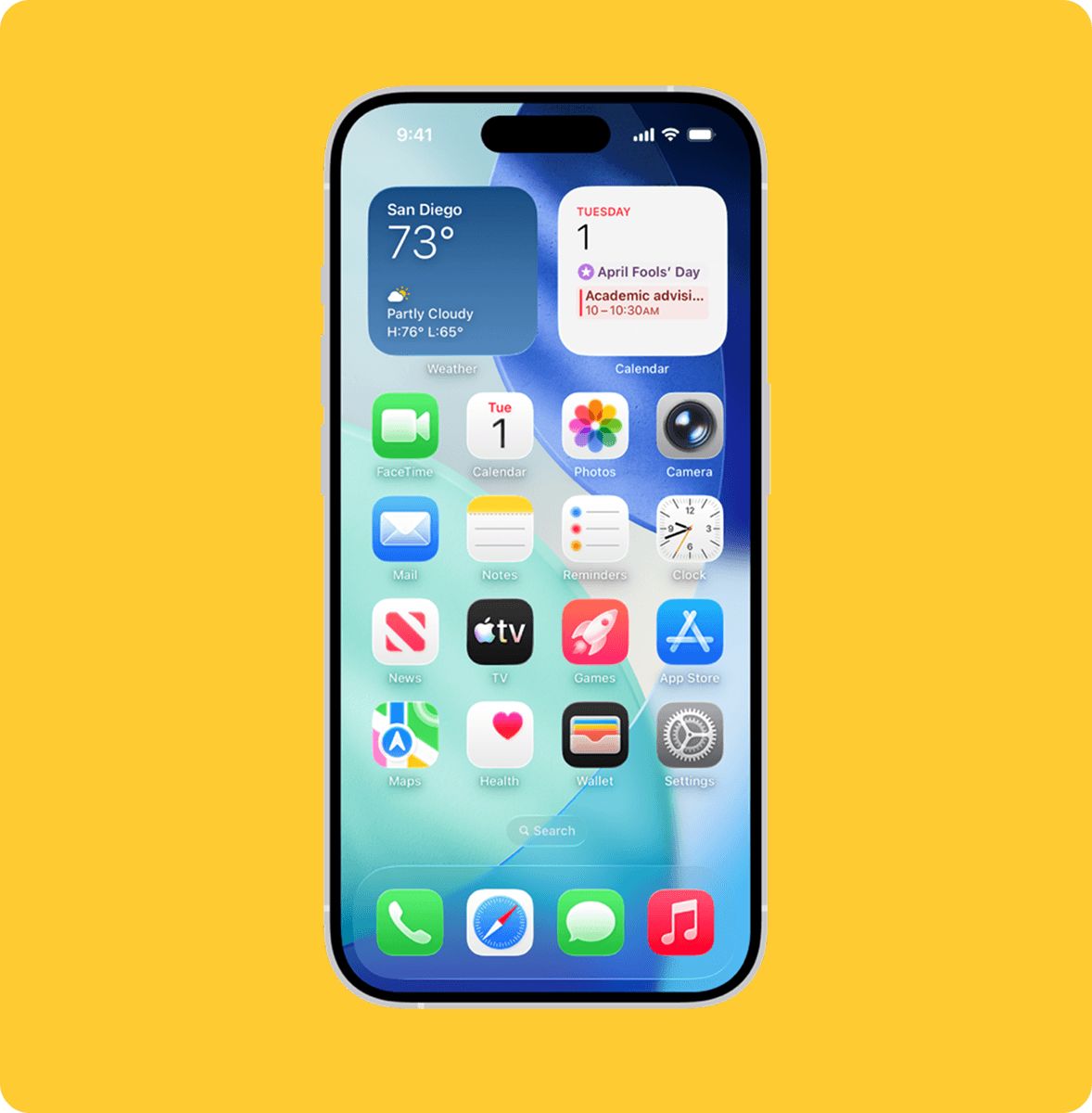 An unlocked phone, ready to open the menu.